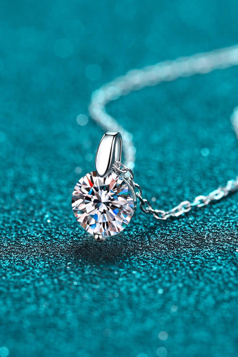 Sophisticated Silver Lab Created Diamond Pendant Necklace with Rhodium Elegance