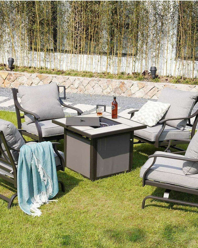 32-Inch Outdoor Stainless Steel Gas Fire Pit Table with Push-Button Ignition