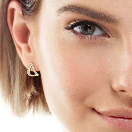 Chic Sterling Silver Earrings with Lab-Diamonds and Gold-Platinum Highlights