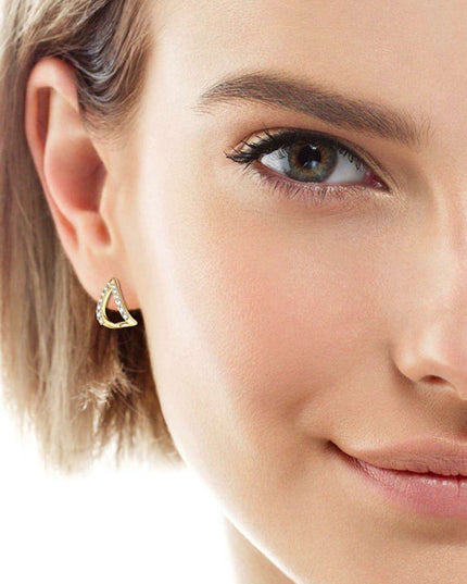 Chic Sterling Silver Earrings with Lab-Diamonds and Gold-Platinum Highlights