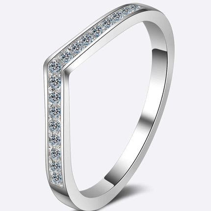 Radiant Sophistication: Stunning Moissanite Sterling Silver Ring with Rhodium Finish