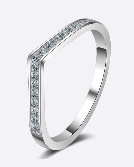 Radiant Sophistication: Stunning Moissanite Sterling Silver Ring with Rhodium Finish