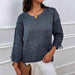 Lace-Up Detail Cozy Knit Sweater with Round Neck