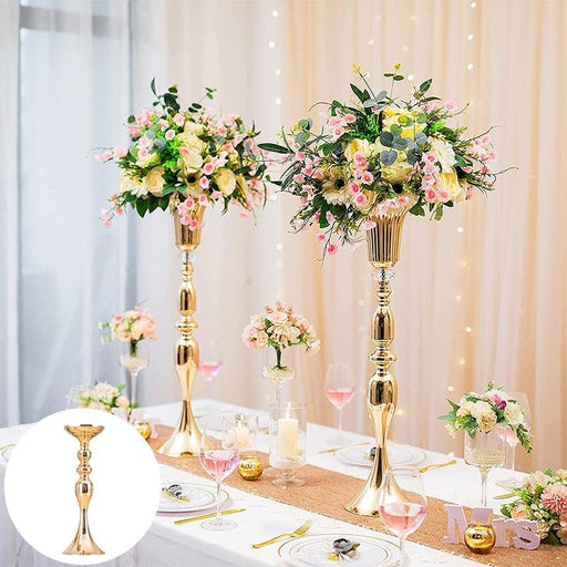 Wedding Party Decor Metal Candle Holders Flowers Vase Candlestick Centerpieces-Très Elite-S-Gold-Très Elite