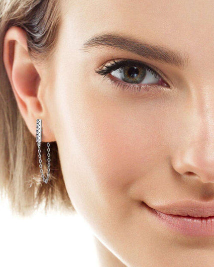 Sophisticated Moissanite-Embellished Sterling Silver Earrings with Luxurious Dual Finish