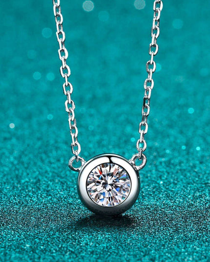 Radiant Moissanite Round Pendant Necklace Crafted in Sterling Silver