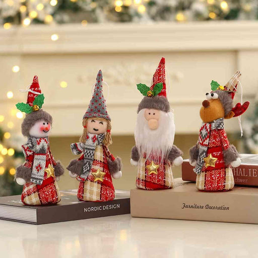 Festive Christmas Gnome Pair Polyester Hanging Ornaments