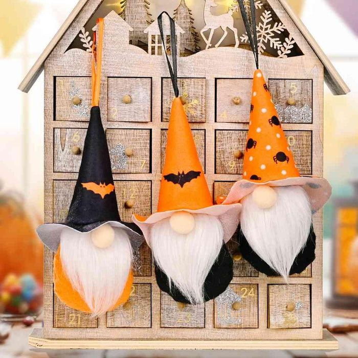 Enchanting Halloween Gnome Duo Hanging Ornaments with Distinct Features