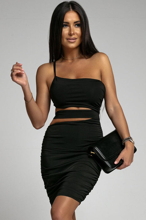 Chic One-Shoulder Ruched Bodycon Cocktail Dress