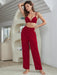 Cozy Lounge Wear Set with Short Sleeve Shirt, Bralette, and Pants