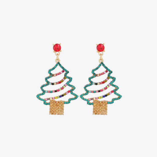 Shimmering Rhinestone Holiday Tree Earrings