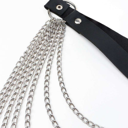 Sleek Chain-Embellished Faux Leather Waist Belt