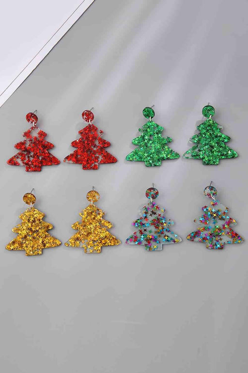 Festive Holiday Spirit Acrylic Christmas Tree Dangle Earrings