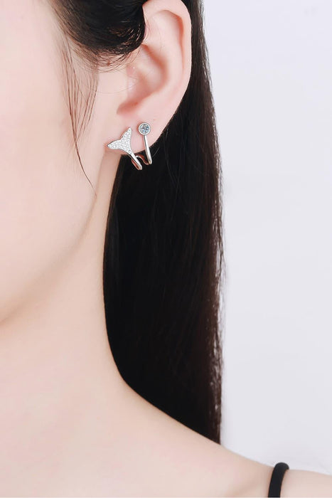 Ethereal Lab-Diamond Fishtail Earrings with Rhodium Finish in 925 Sterling Silver