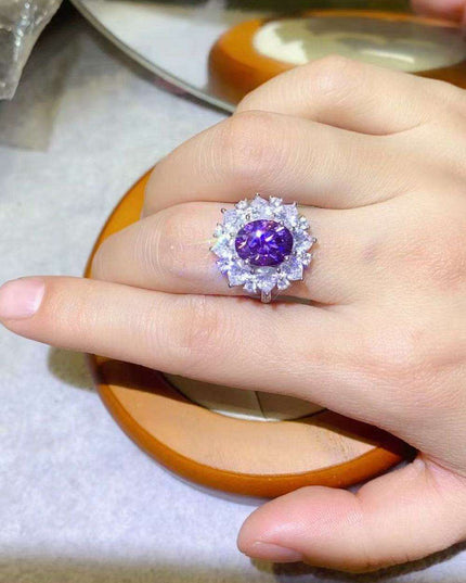 Stunning 3-Carat Lab-Grown Diamond Platinum Ring with Zircon Highlights