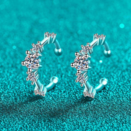 Glamorous Lab-Created Diamond Cuff Earrings with Dazzling Zircon Accents