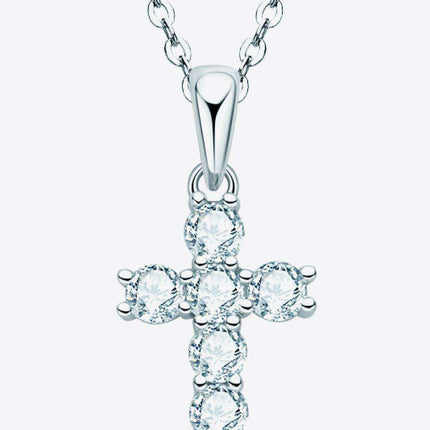Elegant Sterling Silver Cross Necklace with Lab Grown Diamond Accents - Timeless Faith Symbol