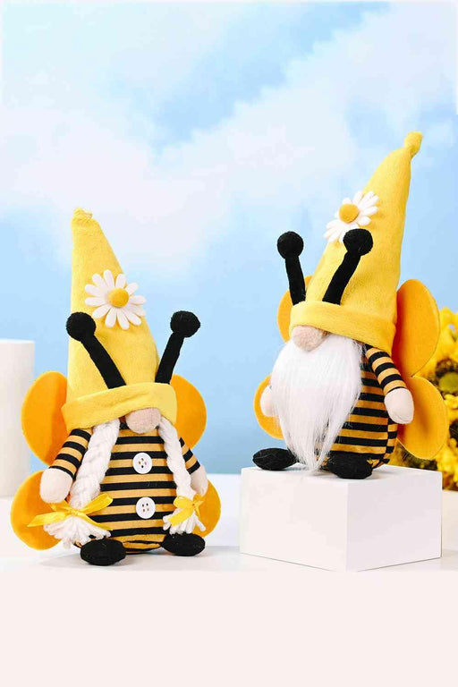Charming Bee Short Leg Gnome: Whimsical Garden Decor with Endearing Appeal