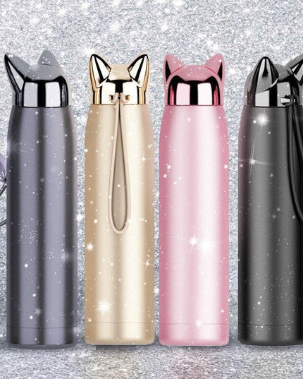 Stylish Fox Ear 320ml Insulated Stainless Steel Hydration Bottle