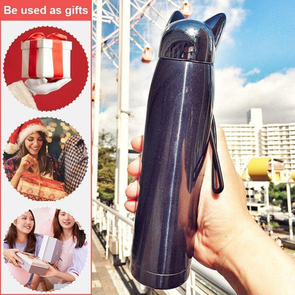 Stylish Fox Ear 320ml Insulated Stainless Steel Hydration Bottle