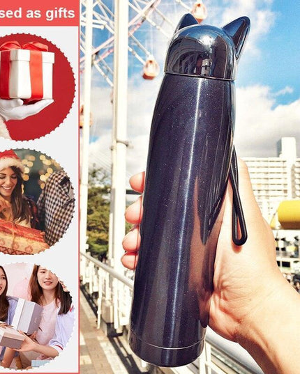 Stylish Fox Ear 320ml Insulated Stainless Steel Hydration Bottle