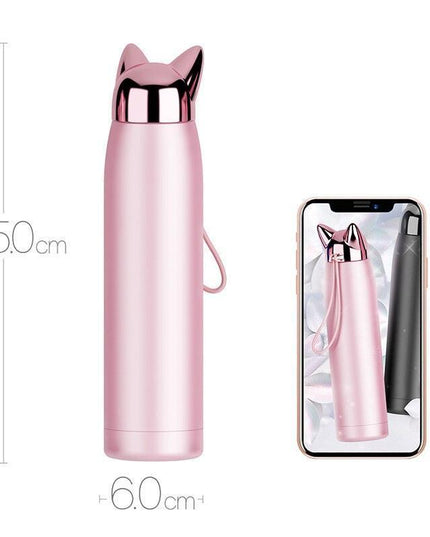 Stylish Fox Ear 320ml Insulated Stainless Steel Hydration Bottle