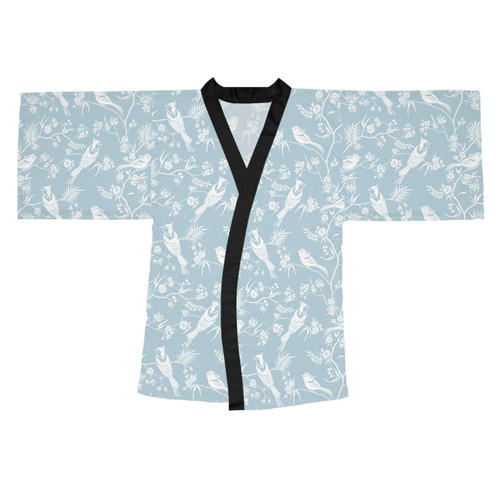 Japanese Floral Kimono Robe: Exquisite Design with Bell Sleeves and Belt