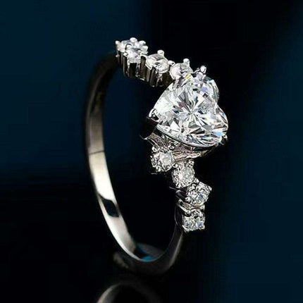 Radiant Heart Lab-Diamond Ring with Sparkling Zircon Accents & Authenticity Certificate