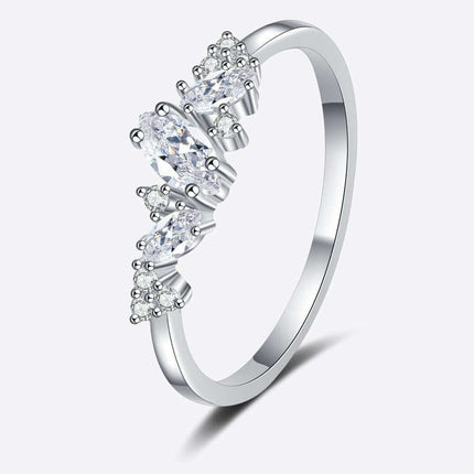Brilliant Moissanite Sterling Silver Ring: Exquisite Rhodium-Plated Luxury