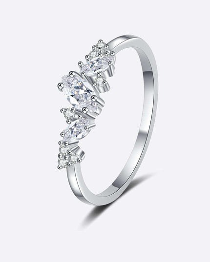 Brilliant Moissanite Sterling Silver Ring: Exquisite Rhodium-Plated Luxury