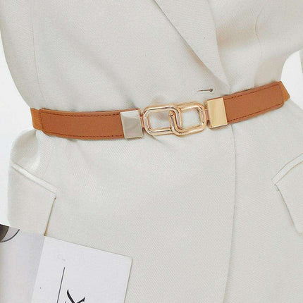 Elegant Geometric Dual Buckle Stretch Belt