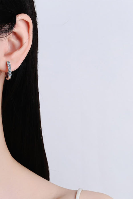 Radiant Lab-Diamond Hoop Earrings: 925 Sterling Silver with Rhodium Finish