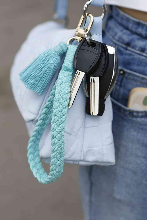 Chic Cotton Tassel Keychain with Elegant Alloy Fastening