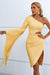 Elegant Asymmetric Sleeve Cutout Mini Dress