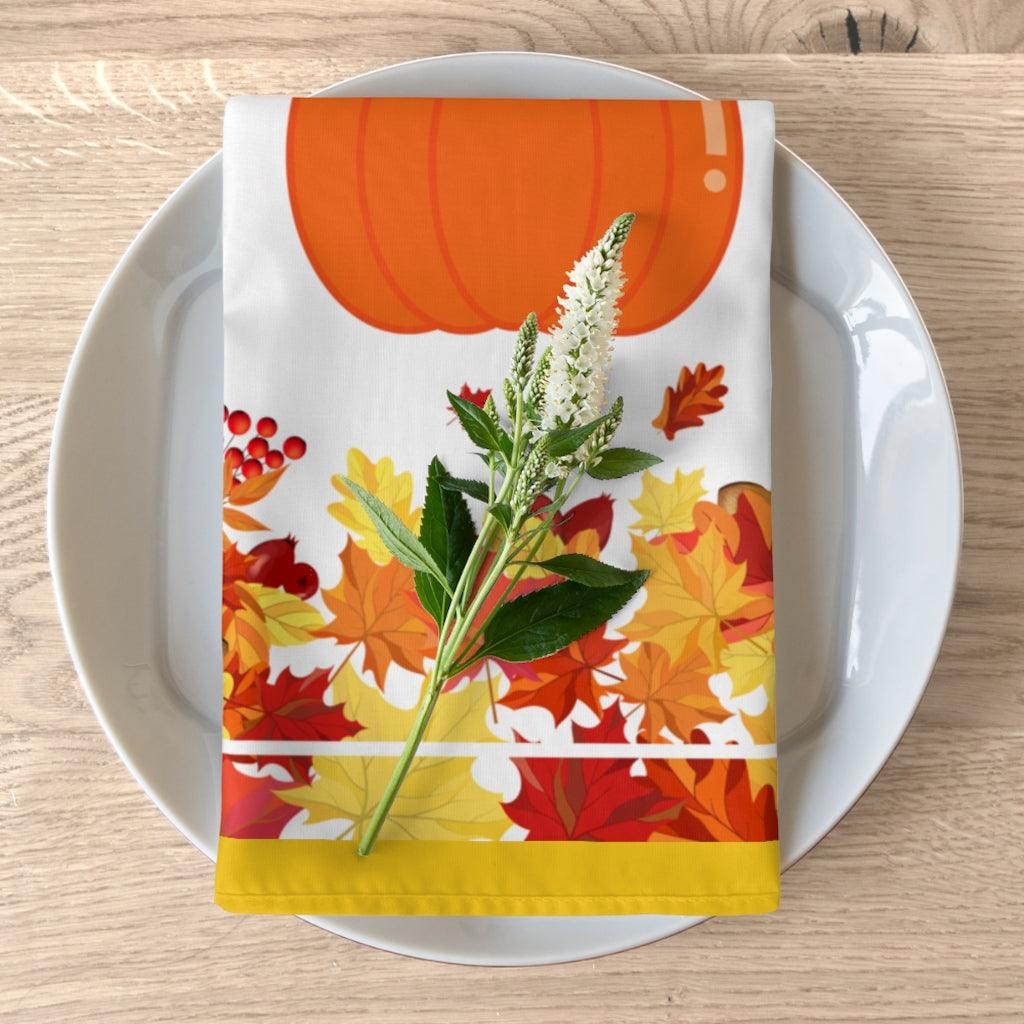 19"x19" Autumn Yellow leaves Fall Napkin, Set of 4-Home Textiles›Kitchen & Table Linens›Cloth Napkins-Printify-4-piece set-White-19" × 19"-Très Elite