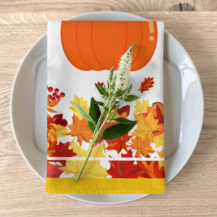 19"x19" Autumn Yellow leaves Fall Napkin, Set of 4