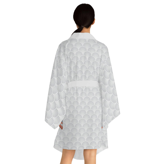 Japanese Artistry Kimono Robe with Stylish Bell Sleeves