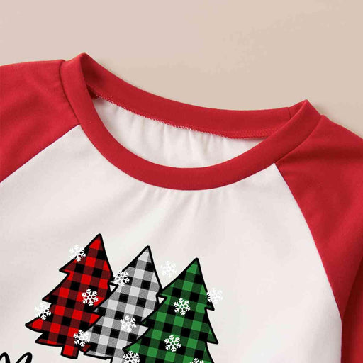 Festive Christmas Kids' Holiday Ensemble: Joyful Graphic Top with Striped Pants
