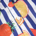 Fruity Striped Sleeveless Collared Blouse