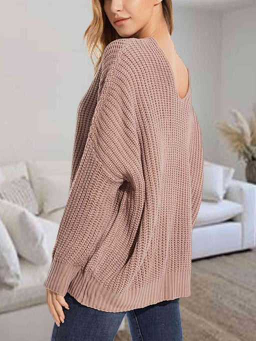 Cozy V-Neck Batwing Sleeve Oversized Sweater