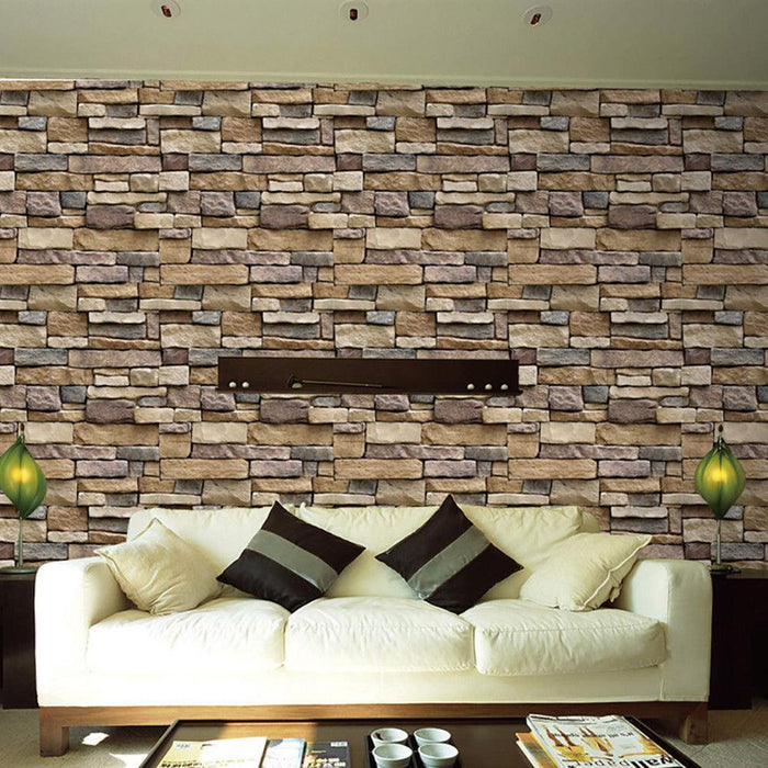 Rustic Stone Brick 3D Wallpaper Decal for Self-adhesive Wall Decor