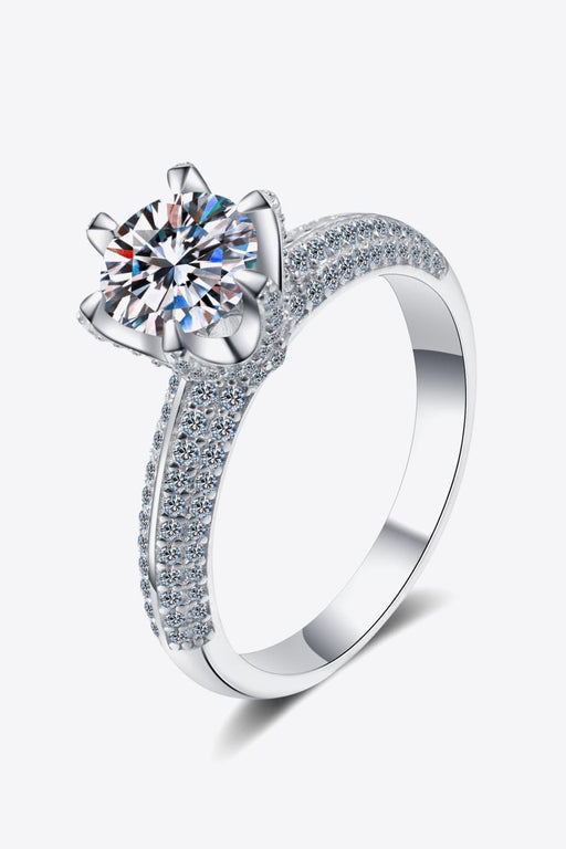 Luxurious 2 Carat Lab-Diamond Ring with Zircon Accents - Sterling Silver Brilliance