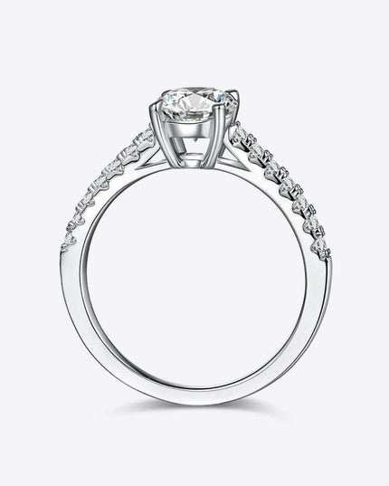 Elegant 1 Carat Lab-Created Diamond Sterling Silver Ring with Dazzling Zircon Accents - Timeless Sophistication