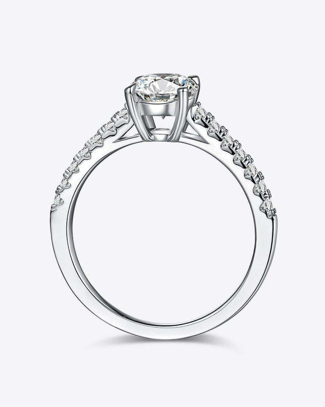 Elegant 1 Carat Lab-Created Diamond Sterling Silver Ring with Dazzling Zircon Accents - Timeless Sophistication