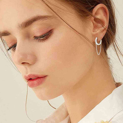 Sophisticated Charm: Lab-Grown Diamond Sterling Silver Huggie Earrings - A Modern Classic