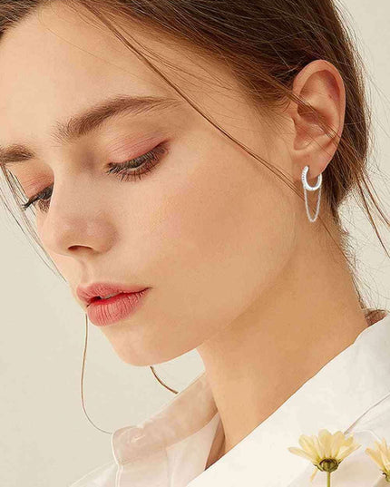 Sophisticated Charm: Lab-Grown Diamond Sterling Silver Huggie Earrings - A Modern Classic