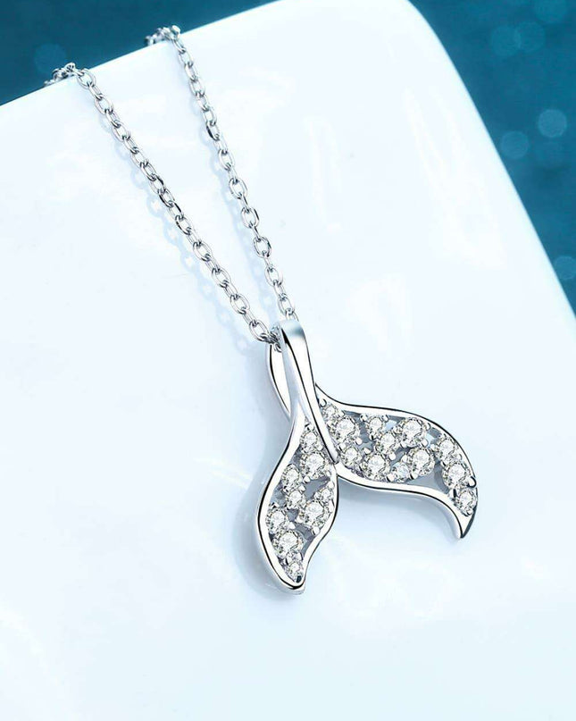 Sophisticated Lab-Diamond Fishtail Pendant Necklace Set with Gemstone Maintenance Essentials