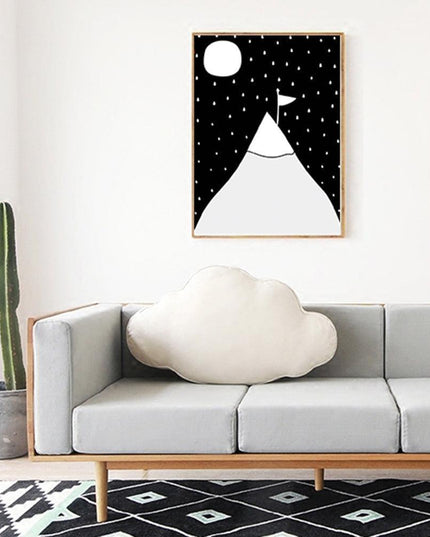 Charming Monochrome Cartoon Animal Canvas Art - Playful Home Accent