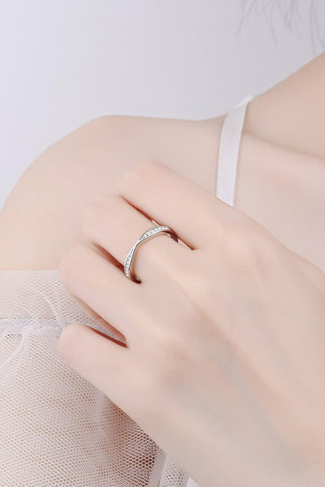 Chic Lab-Created Moissanite Ring: Sterling Silver Accessory for Effortless Elegance