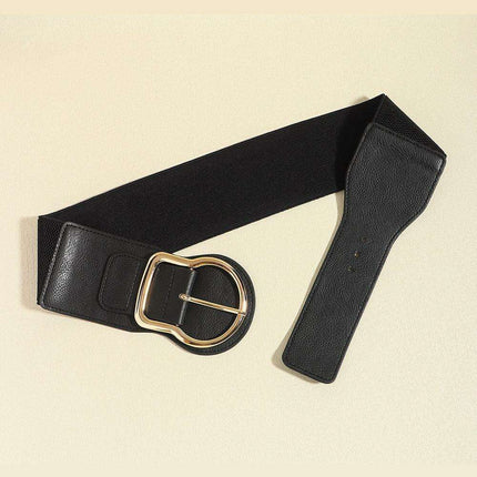 Elegant Zinc Alloy Belt with Faux Leather Waistband - Vers